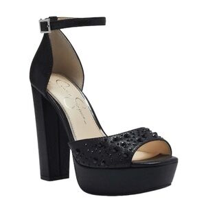 Jessica Simpson studs platform ankle straps black pumps women Size 10M